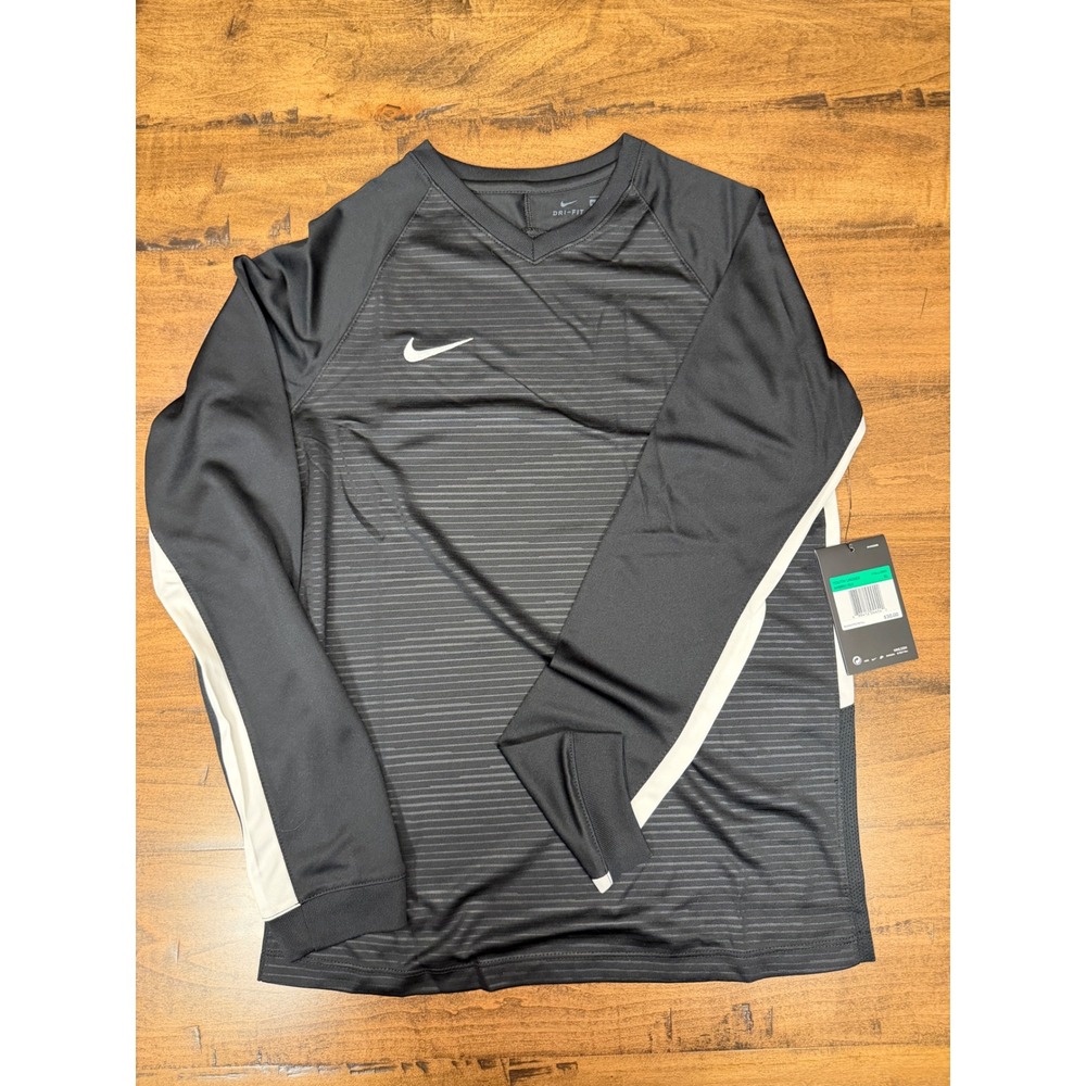 Nike Dri-FIT Long Sleeve Soccer Jersey Black White NEW Youth XL